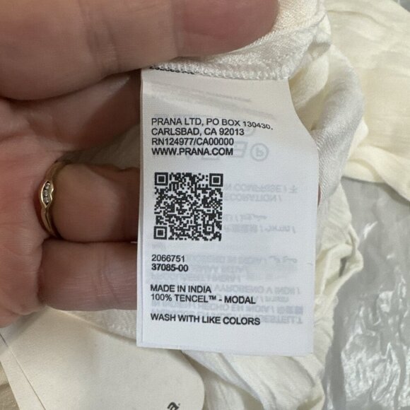 Prana Women's M  Fernie Wide Leg Jumpsuit Swim Coverup Gauzy White NWT 9699 - Picture 9 of 16